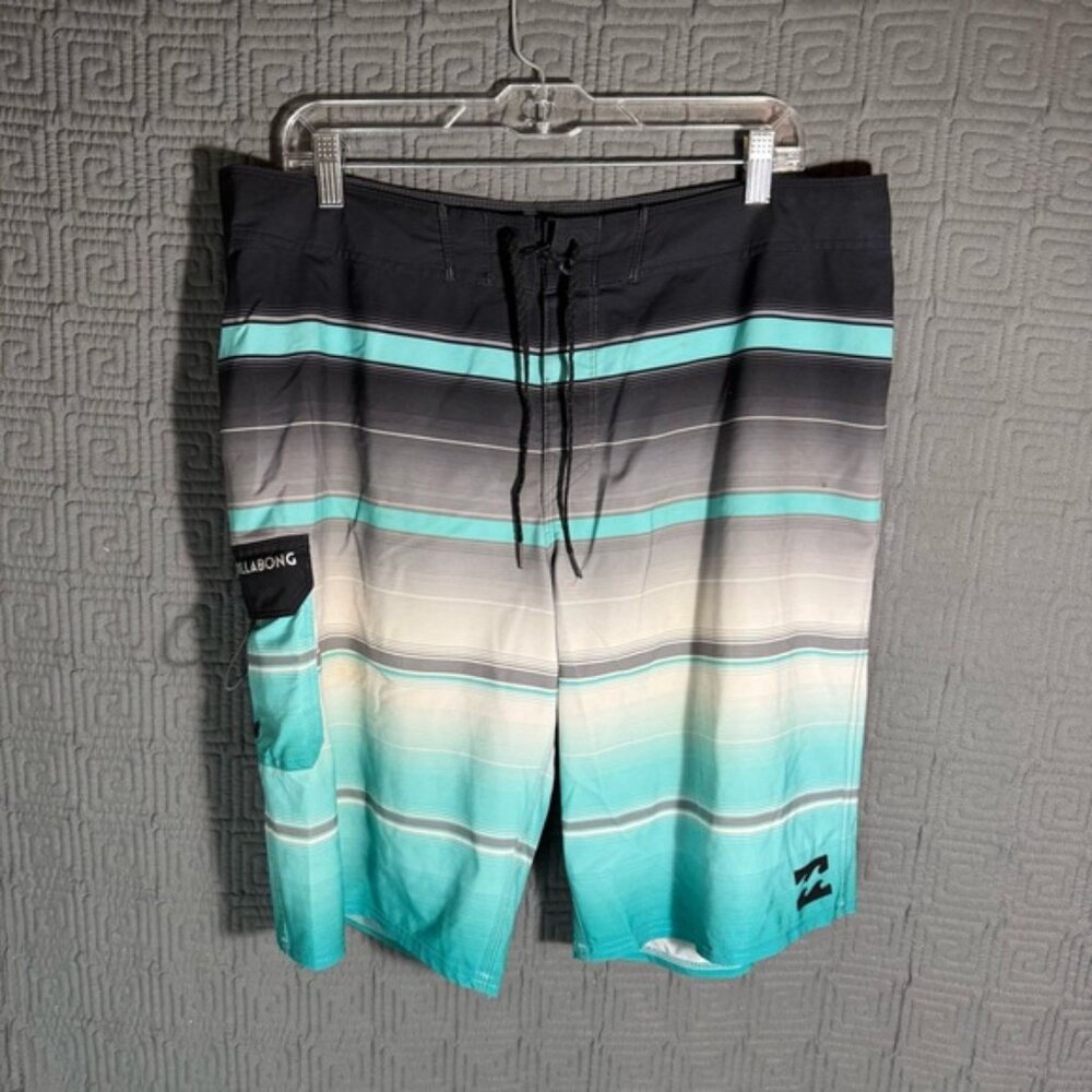 Billabong Board Shorts Mens Size 36 Black Blue Drawstring